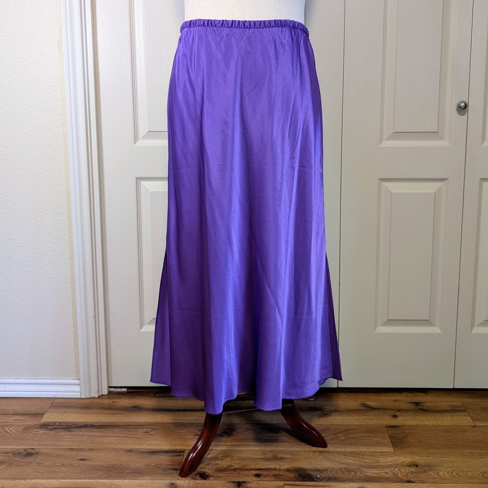 J. Crew Luster Crepe Maxi Skirt Side Slits | Purple | NWT | XL - Picture 2 of 8